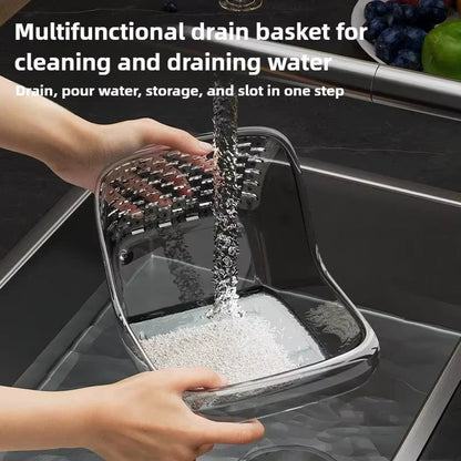 FlexiDrain™ Multi-Functional Sink Basket – Double-Drain Kitchen Strainer & Washing Organizer for Fruits, Veggies & MoreMulti-Functional Drain Basket Sink Kitchen Sink Strainer Double-Drainage Sink Washing Basket Home Organizer Drain Fruit Strainer