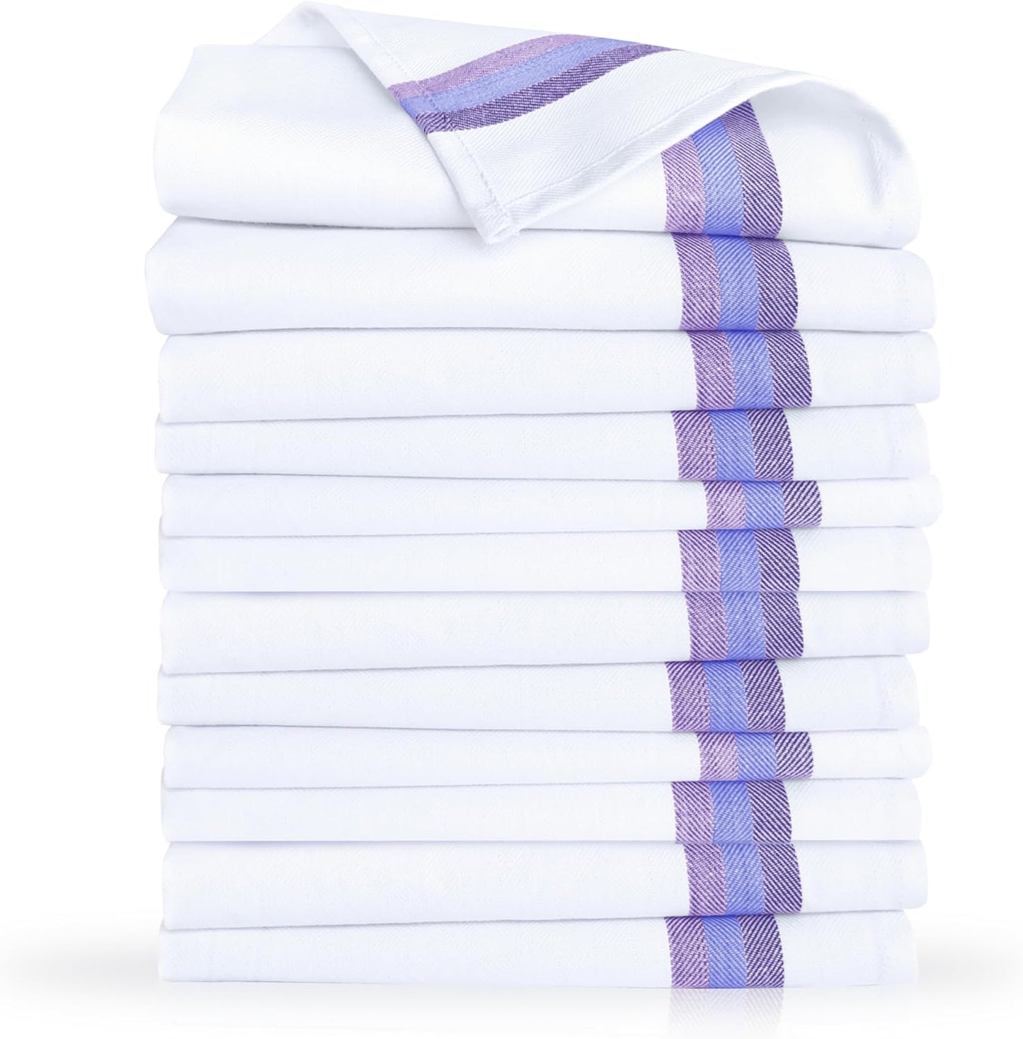 Kitchen Towels 100% Cotton Dish Cloths, Quick Drying Ultra Soft Absorbent, Home Essentials, 28X20 Inches, 12-Pack (Blue)