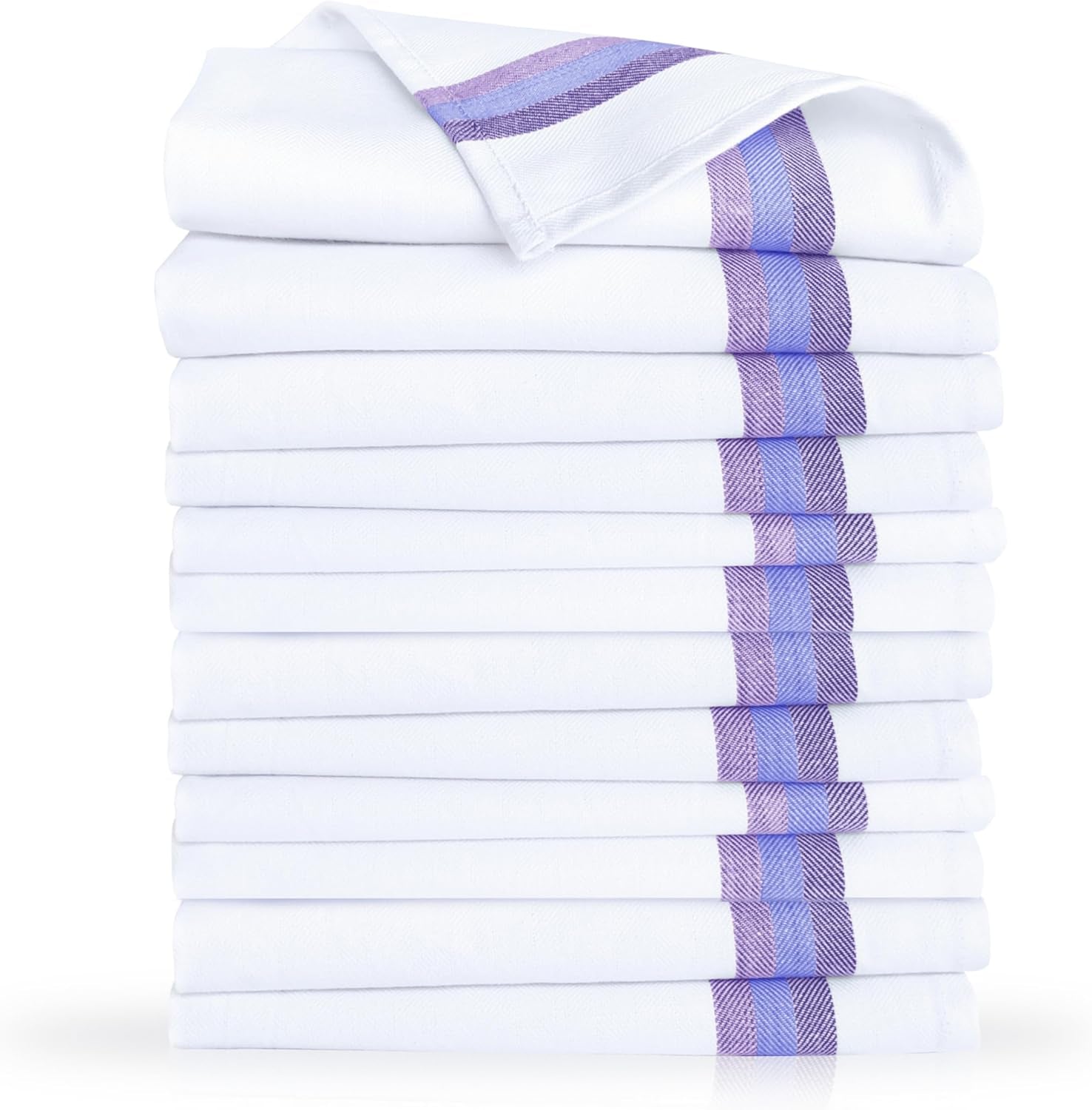 Kitchen Towels 100% Cotton Dish Cloths, Quick Drying Ultra Soft Absorbent, Home Essentials, 28X20 Inches, 12-Pack (Blue)