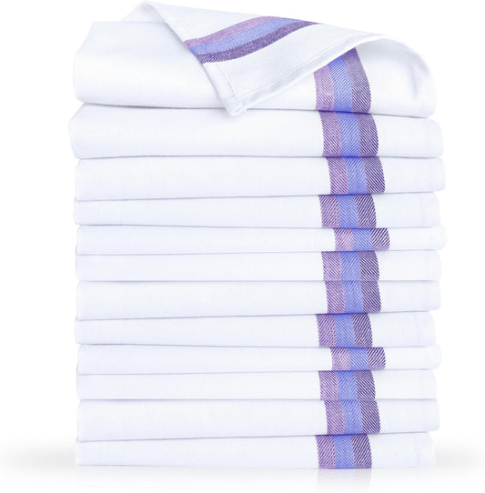 Kitchen Towels 100% Cotton Dish Cloths, Quick Drying Ultra Soft Absorbent, Home Essentials, 28X20 Inches, 12-Pack (Blue)