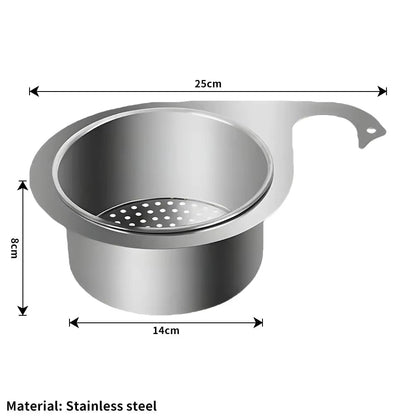 Stainless Steel Kitchen Swan Sink Strainer Basket Hanging Waste Drain Filter Basket Fruit Vegetable Drainer Sponge Rack Storage