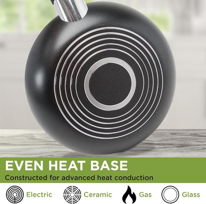 Easy Clean Ceramic Nonstick Cookware Set, Dishwasher Safe Kitchen Pots and Pans Set, Comfort Grip Handle, Even Heating, Ultimate Food Release, 26-Piece, Black