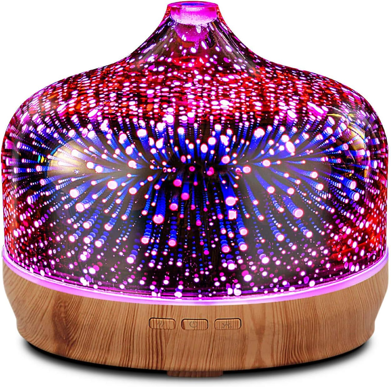500Ml Essential Oil Diffuser 3D Glass Aromatherapy Ultrasonic Humidifier-Auto Shut-Off, Timer Setting, BPA Free for Home Hotel Yoga SPA Gift