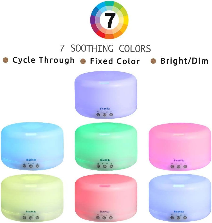 Premium 1000 ML XL Essential Oil Diffuser Aromatherapy Humidifier with Remote for Large Room Home 18 Hour Run Huge Coverage Area 1 Liter Mood Lights Extra Large Capacity White D001