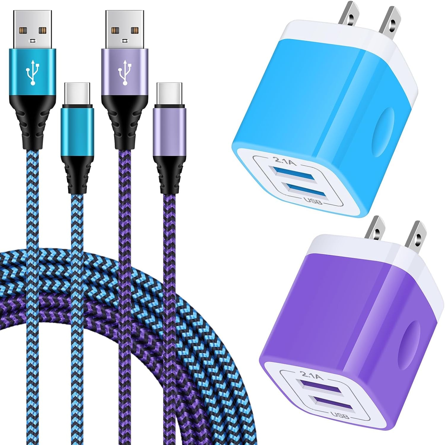 USB Type C Charger Plug Dual Port Fast Wall Charger Phone Charging Block with 2Pack 6Ft C Cable for Samsung Galaxy S24 S23 S22 S21 S20 A14 A54 A13 A53 A23,Iphone 16 15,Google Pixel 9 8 7 6 Pro 7A 6A 5