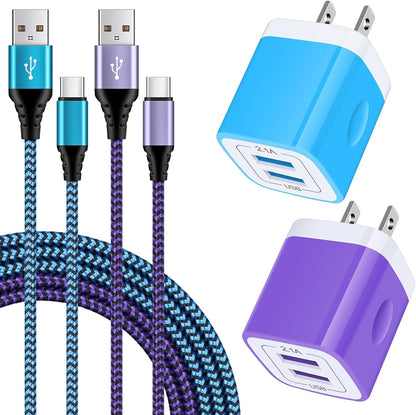 USB Type C Charger Plug Dual Port Fast Wall Charger Phone Charging Block with 2Pack 6Ft C Cable for Samsung Galaxy S24 S23 S22 S21 S20 A14 A54 A13 A53 A23,Iphone 16 15,Google Pixel 9 8 7 6 Pro 7A 6A 5