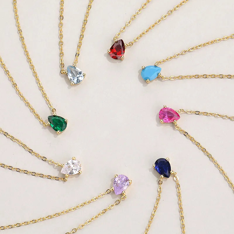 Blue Sapphire Water Drop Pendant Necklace