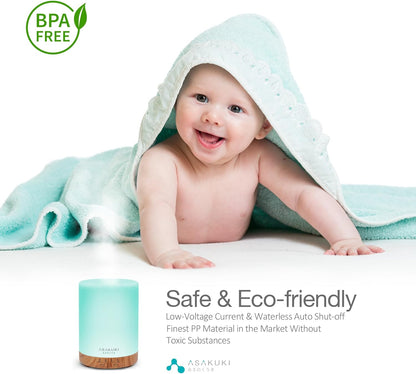 300ML Essential Oil Diffuser, Quiet 5-In-1 Premium Humidifier, Home Fragrance Aroma Diffuser with 7 LED Color Changing Light and Auto-Off Switch -Light Brown