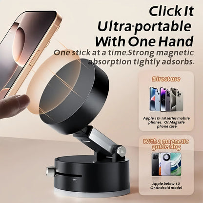 360 Vacuum Strong Magnetic Phone Holder Suction Cup Car Stand Foldable Car Mount