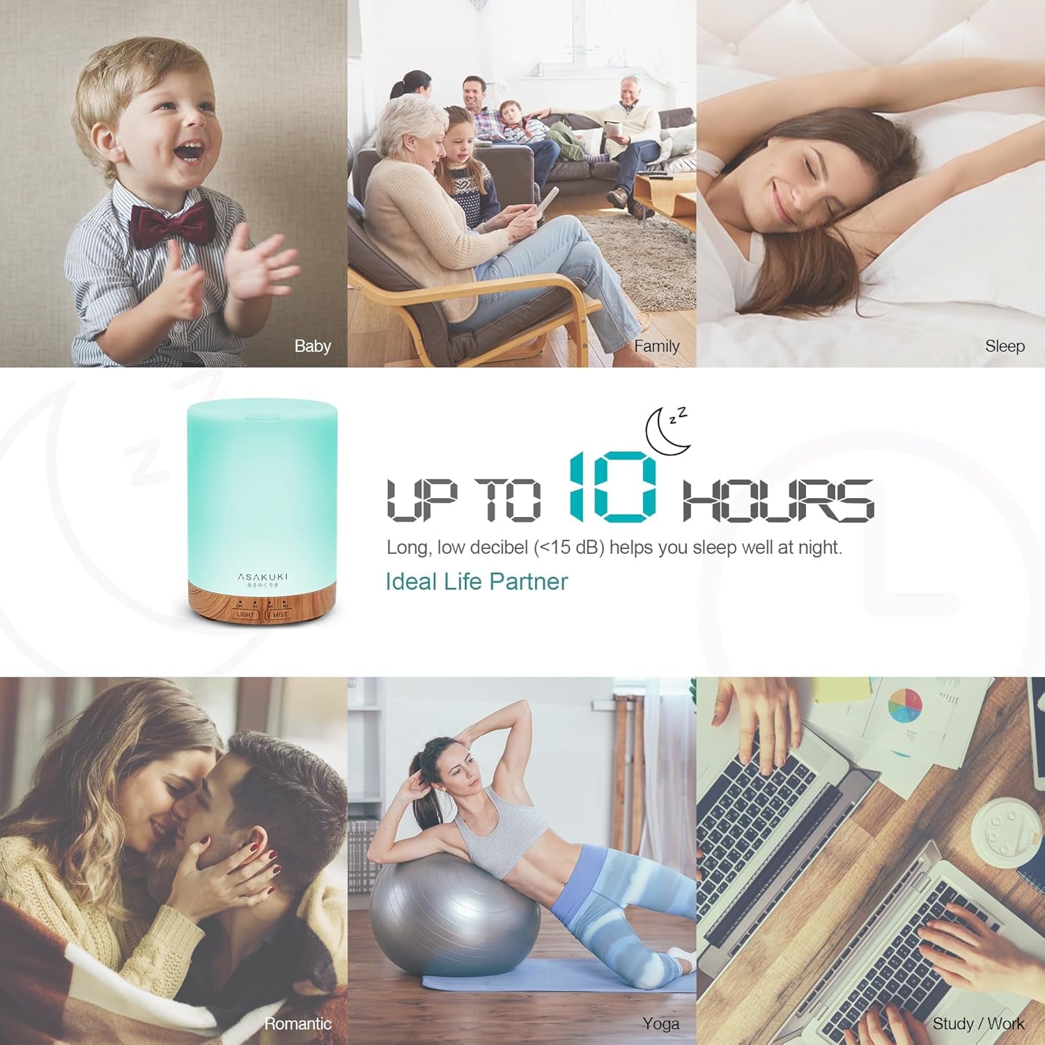 300ML Essential Oil Diffuser, Quiet 5-In-1 Premium Humidifier, Home Fragrance Aroma Diffuser with 7 LED Color Changing Light and Auto-Off Switch -Light Brown