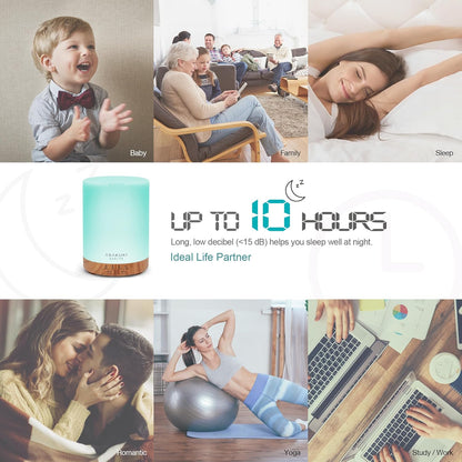 300ML Essential Oil Diffuser, Quiet 5-In-1 Premium Humidifier, Home Fragrance Aroma Diffuser with 7 LED Color Changing Light and Auto-Off Switch -Light Brown