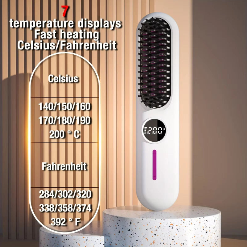 Electric Hot Comb – 2-in-1 Straightening Brush with Anti-Scald & Ionic Smoothing Power