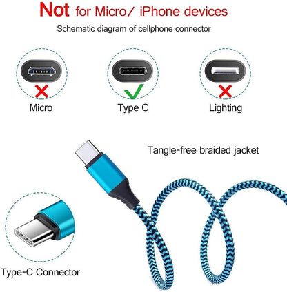 USB Type C Charger Plug Dual Port Fast Wall Charger Phone Charging Block with 2Pack 6Ft C Cable for Samsung Galaxy S24 S23 S22 S21 S20 A14 A54 A13 A53 A23,Iphone 16 15,Google Pixel 9 8 7 6 Pro 7A 6A 5