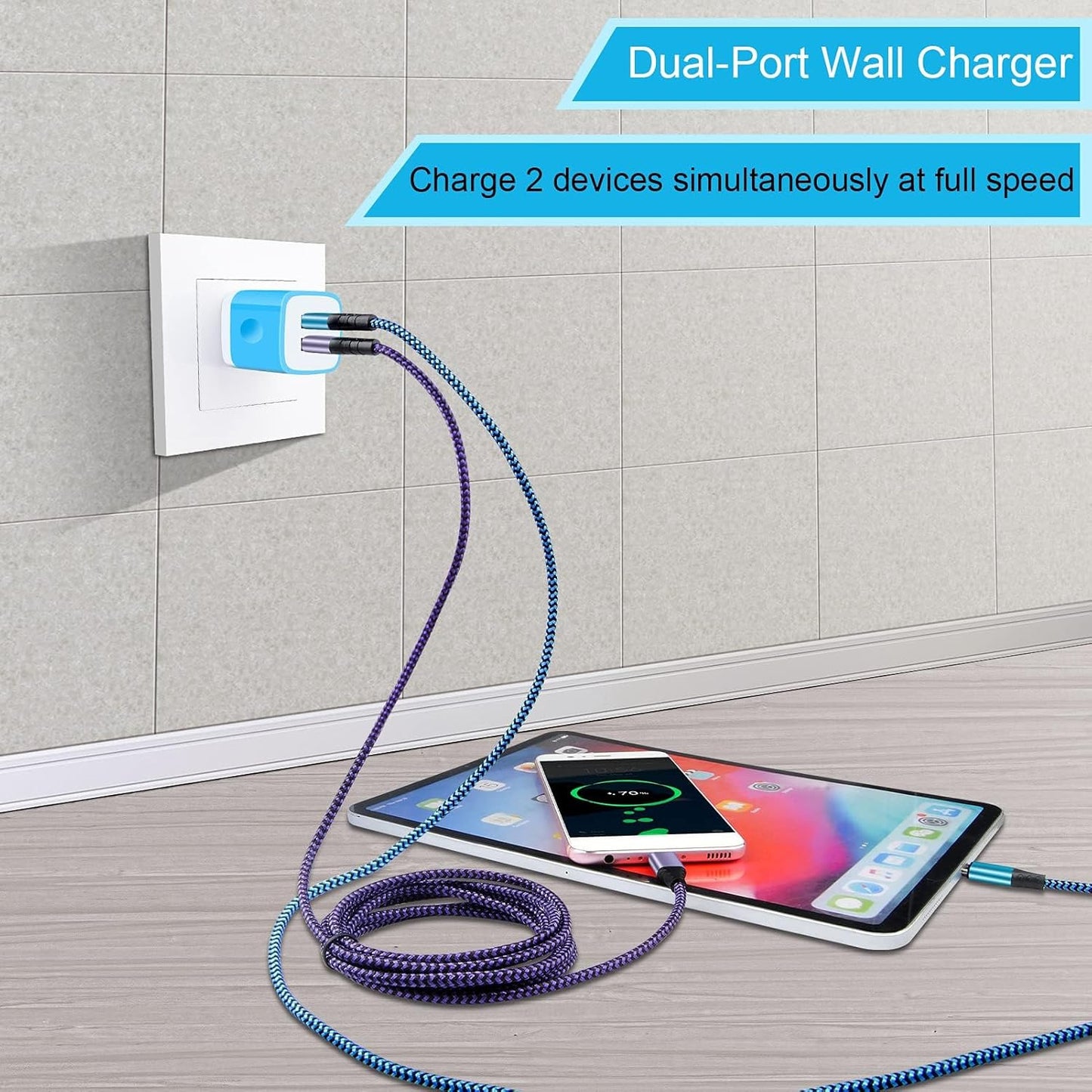 USB Type C Charger Plug Dual Port Fast Wall Charger Phone Charging Block with 2Pack 6Ft C Cable for Samsung Galaxy S24 S23 S22 S21 S20 A14 A54 A13 A53 A23,Iphone 16 15,Google Pixel 9 8 7 6 Pro 7A 6A 5