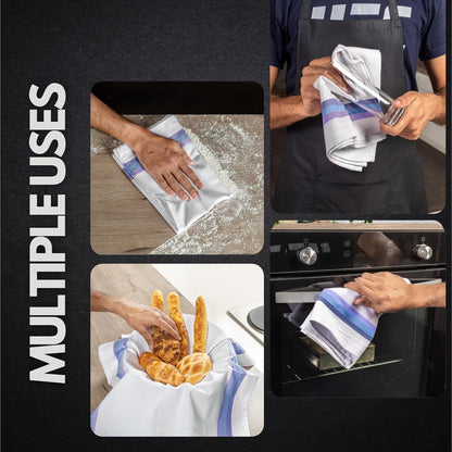 Kitchen Towels 100% Cotton Dish Cloths, Quick Drying Ultra Soft Absorbent, Home Essentials, 28X20 Inches, 12-Pack (Blue)