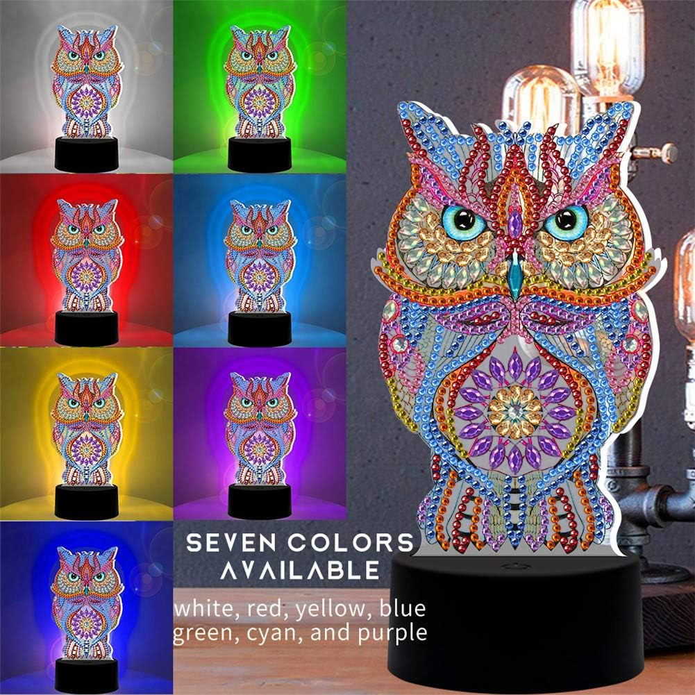 Diamond Painting Night Lamp Lamp Card DIY Decorative Painting Night Lamp Bedroom Lighting Night Lamp DIY Diamond Painting Lamp with LED Lamp Child Night Lamp Bedside Night Lamp Home Decoration Lamp