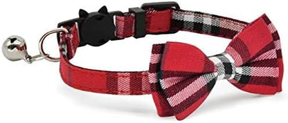 Adjustable Breakaway Cat Collar Set with  and Bell for Kittens and Small Puppies, 2 Pack (Black and Red)