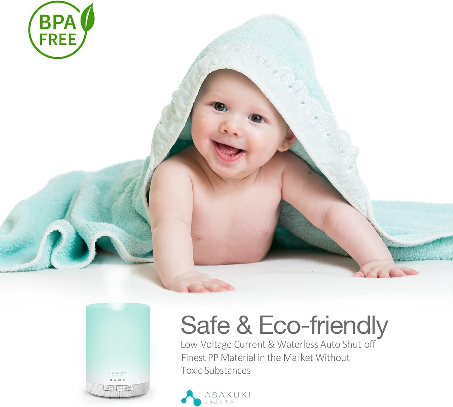 300ML Essential Oil Diffuser, Quiet 5-In-1 Premium Humidifier, Home Fragrance Aroma Diffuser with 7 LED Color Changing Light and Auto-Off Switch -White