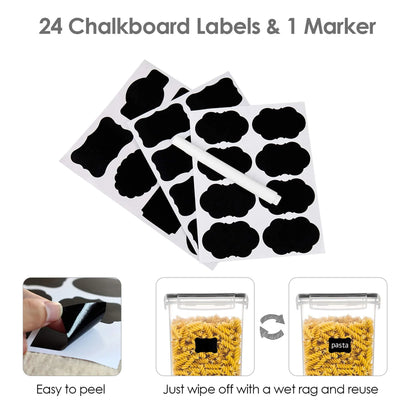 Airtight Food Storage Containers Set,  14Pcs Plastic Kitchen and Pantry Organization Canisters, Black