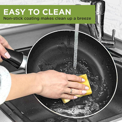 Easy Clean Ceramic Nonstick Cookware Set, Dishwasher Safe Kitchen Pots and Pans Set, Comfort Grip Handle, Even Heating, Ultimate Food Release, 26-Piece, Black