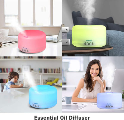 Premium 1000 ML XL Essential Oil Diffuser Aromatherapy Humidifier with Remote for Large Room Home 18 Hour Run Huge Coverage Area 1 Liter Mood Lights Extra Large Capacity White D001