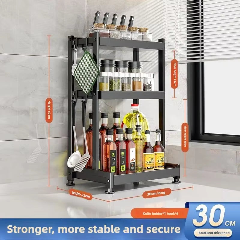 SpiceCraft™ Multi-Layer Kitchen Organizer – Countertop Seasoning Rack with Knife, Chopstick & Dish HolderKitchen Seasoning Rack Storage Rack Multi-Layer Dish Seasoning Rack Chopstick Knife Holder Countertop Multi-Functional Seasoning