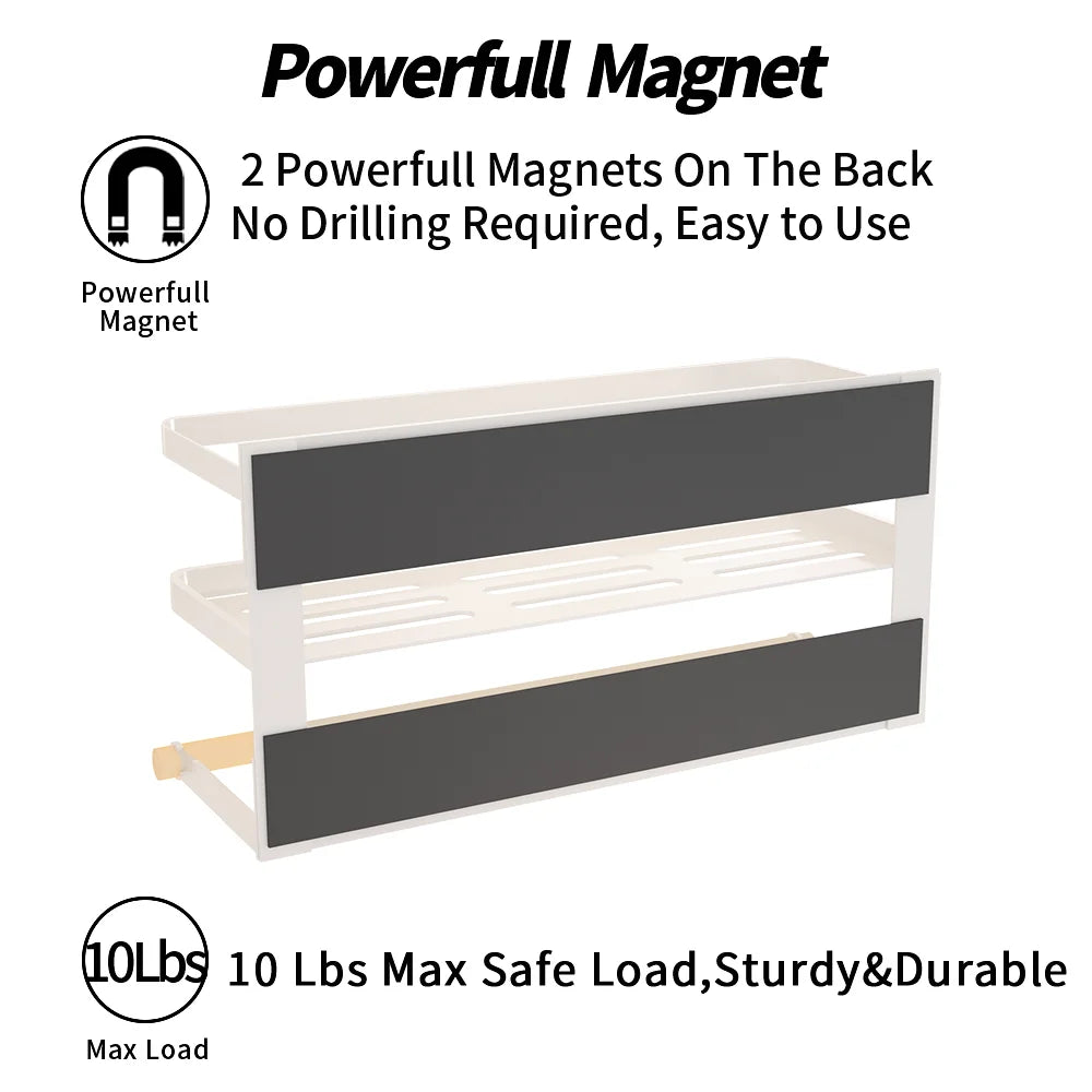 Magnetic Spice Rack for Refrigerator ,Magnetic Paper Towel Holder , Towel Rack Magnetic Shelf Made of Iron,Used for Kitchen