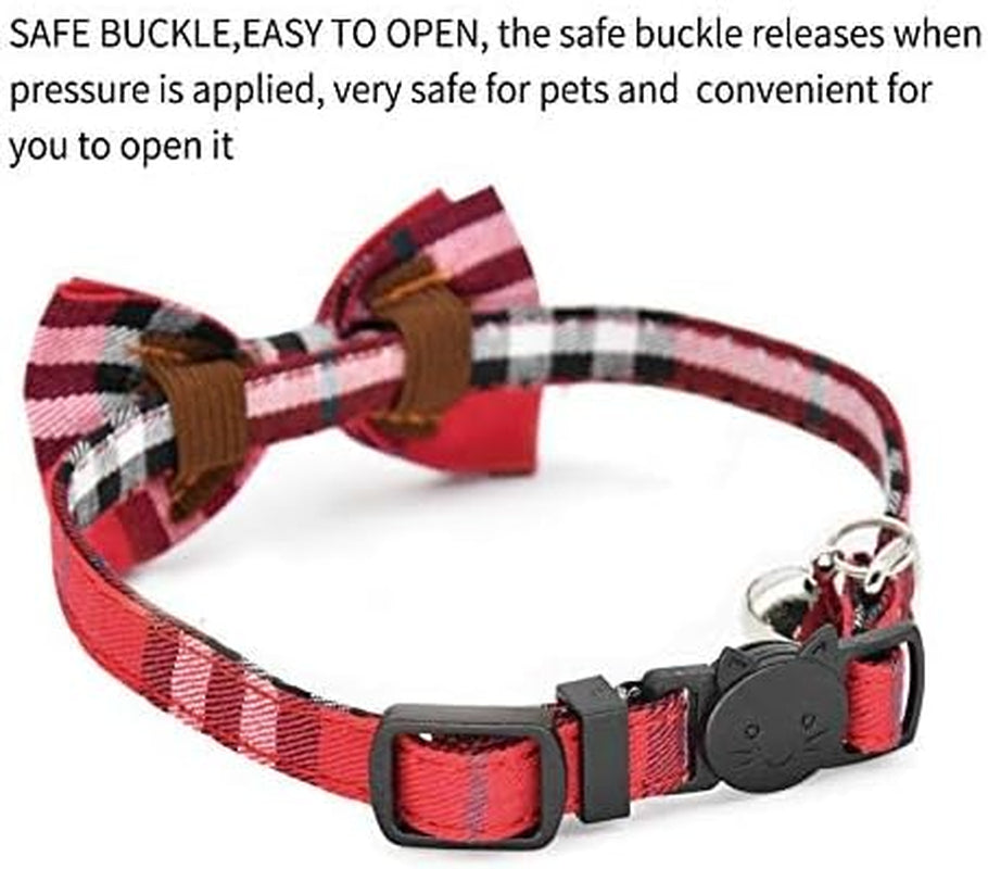 Adjustable Breakaway Cat Collar Set with  and Bell for Kittens and Small Puppies, 2 Pack (Black and Red)