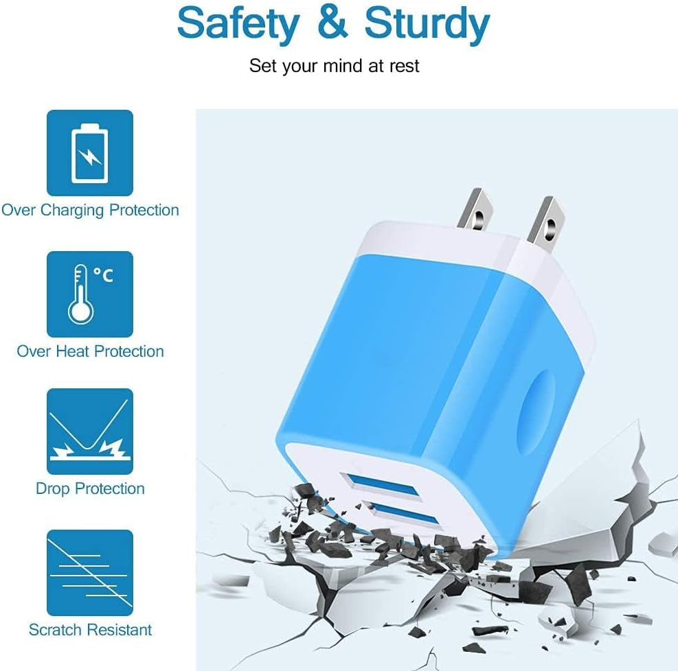 USB Type C Charger Plug Dual Port Fast Wall Charger Phone Charging Block with 2Pack 6Ft C Cable for Samsung Galaxy S24 S23 S22 S21 S20 A14 A54 A13 A53 A23,Iphone 16 15,Google Pixel 9 8 7 6 Pro 7A 6A 5