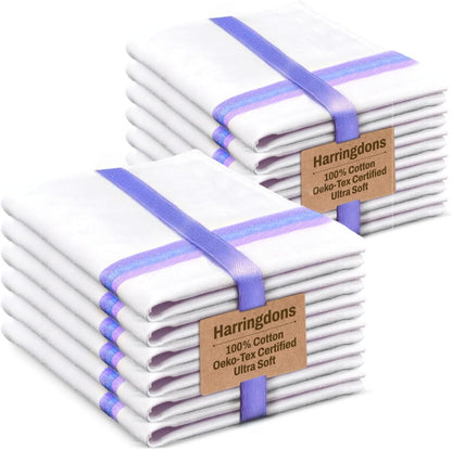 Kitchen Towels 100% Cotton Dish Cloths, Quick Drying Ultra Soft Absorbent, Home Essentials, 28X20 Inches, 12-Pack (Blue)