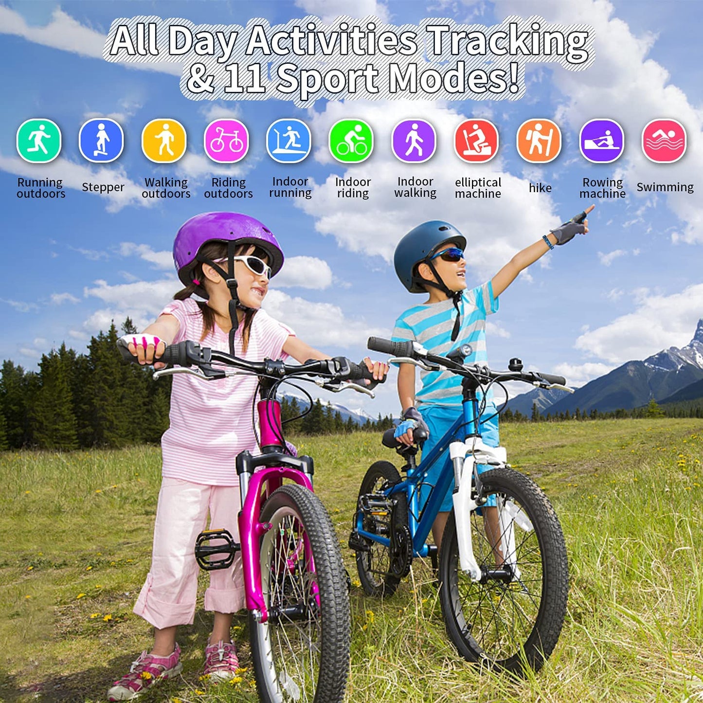 Children's Fitness Tracker Watch with Pedometer, Stopwatch, IP68 Waterproof, and 11 Sport Modes for Ages 6-16