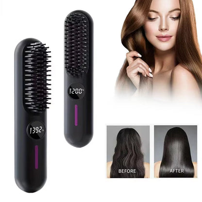 Electric Hot Comb – 2-in-1 Straightening Brush with Anti-Scald & Ionic Smoothing Power