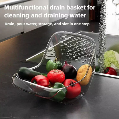 FlexiDrain™ Multi-Functional Sink Basket – Double-Drain Kitchen Strainer & Washing Organizer for Fruits, Veggies & MoreMulti-Functional Drain Basket Sink Kitchen Sink Strainer Double-Drainage Sink Washing Basket Home Organizer Drain Fruit Strainer